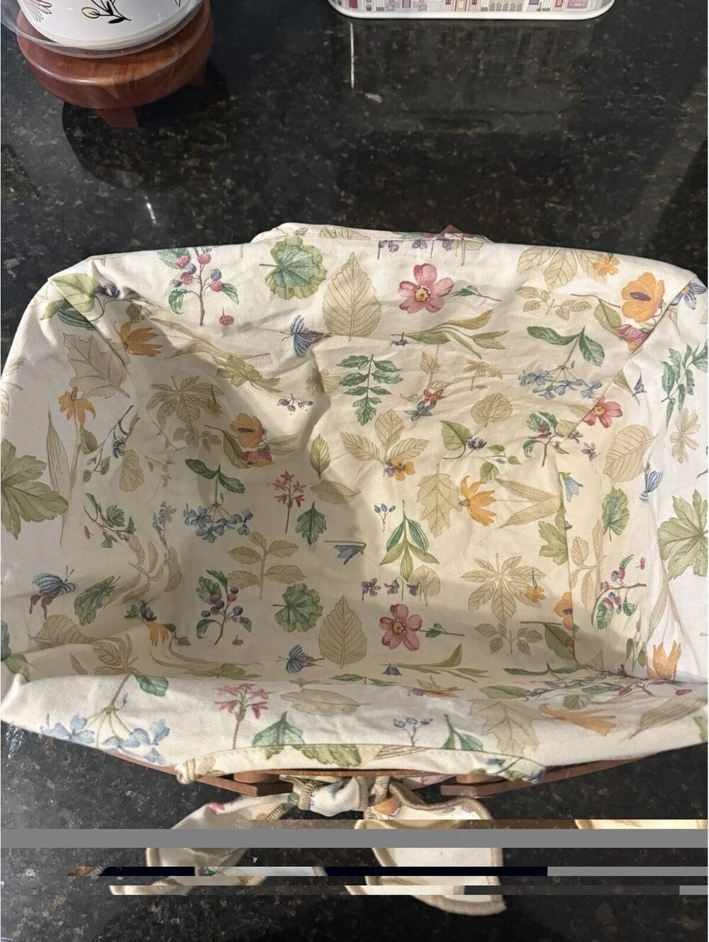 Longaberger 2006 Handmade Woven Wood Rectangle Basket Floral Botanical Fields